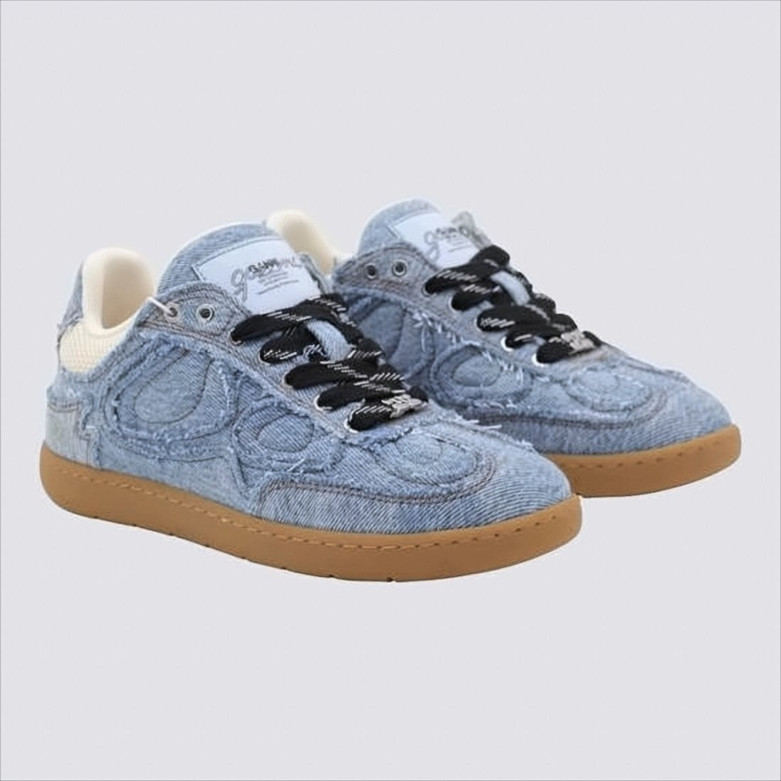 Textured Denim Sneakers with Gum Rubber Sole