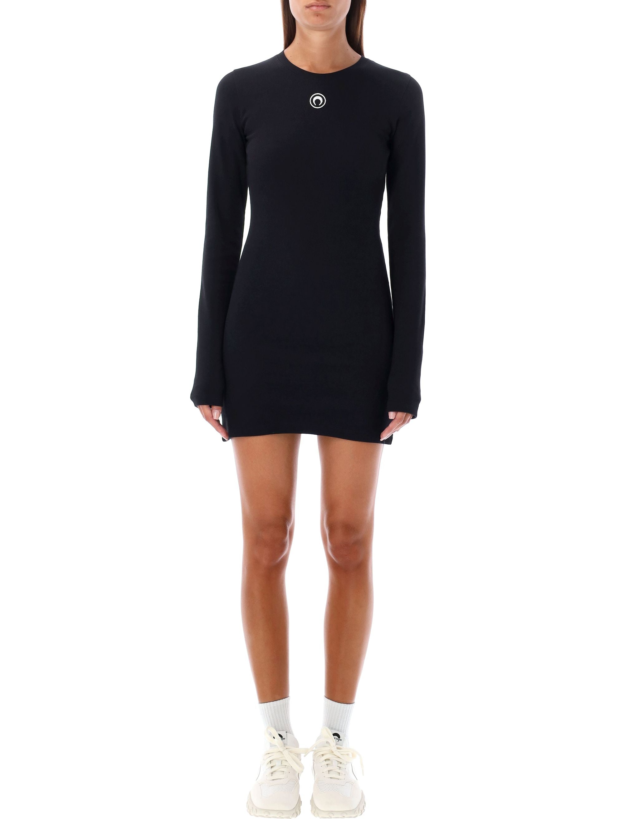 Mini Jersey Long-Sleeved Crewneck Dress