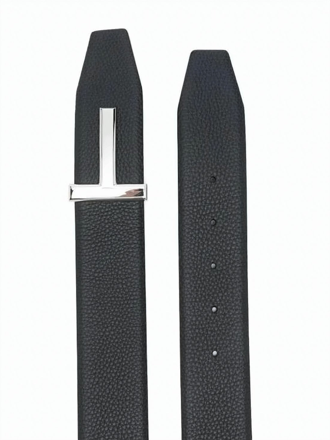 Calf Leather Belt with Distinctive Silver-tone Buckle