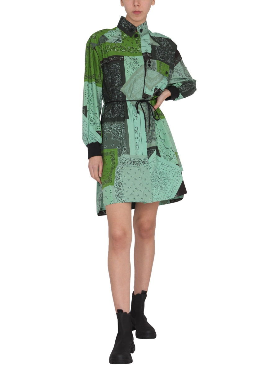 Mini Dress with Patchwork Paisley Design