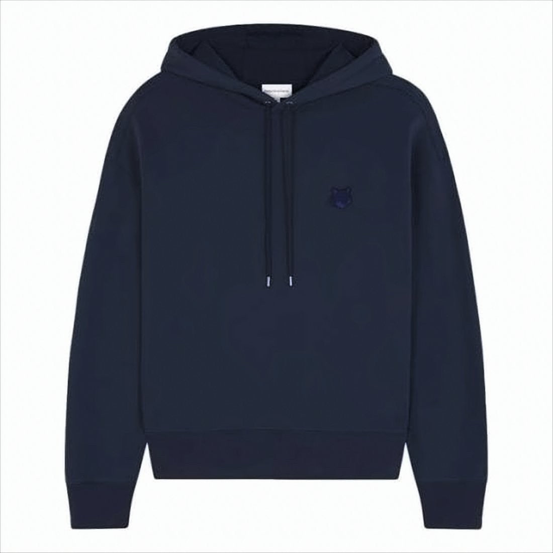 Relaxed Fit Dark Navy Hoodie With Subtle Embroidered Fox Logo