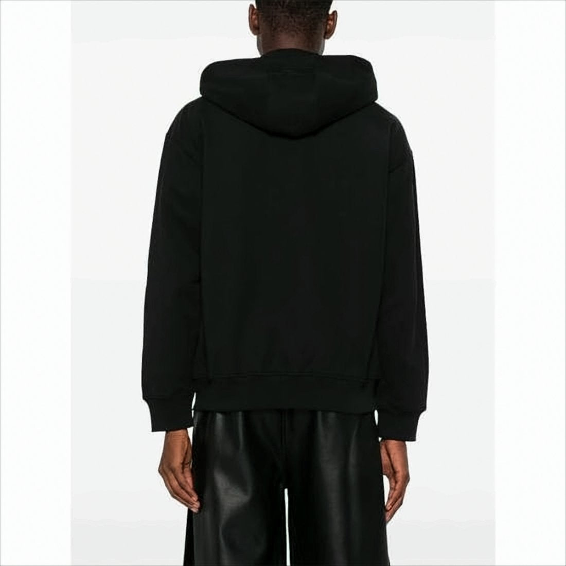 Relaxed Fit Black Zip-Up Hoodie With Drawstring Hood