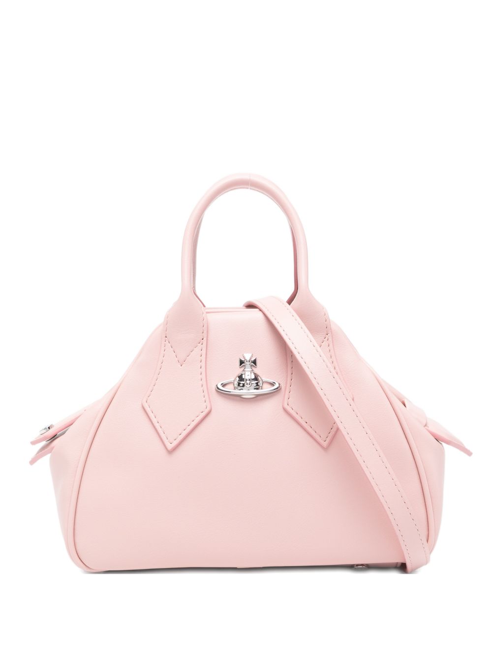 Structured Handbag With Detachable Shoulder Strap And Silver Emblem