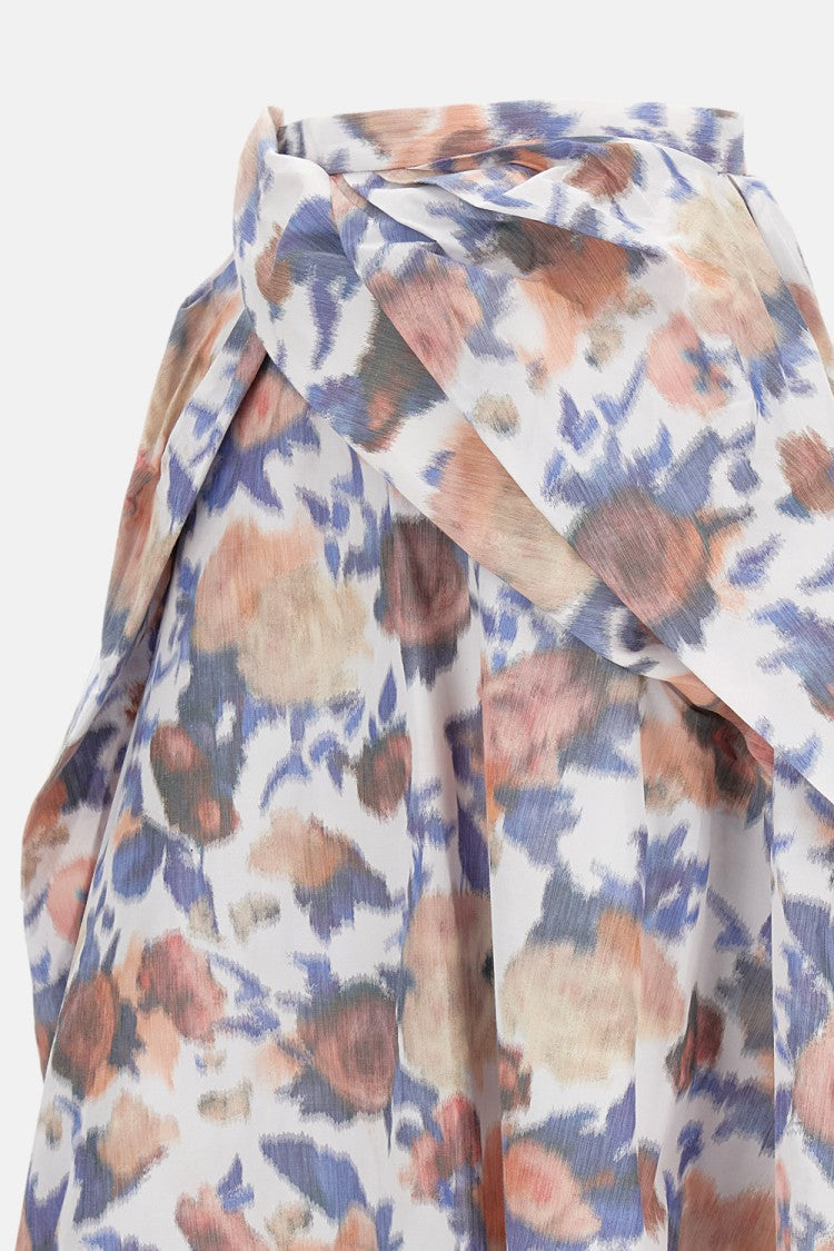 Long Floral Print Maxi Skirt With Pleats