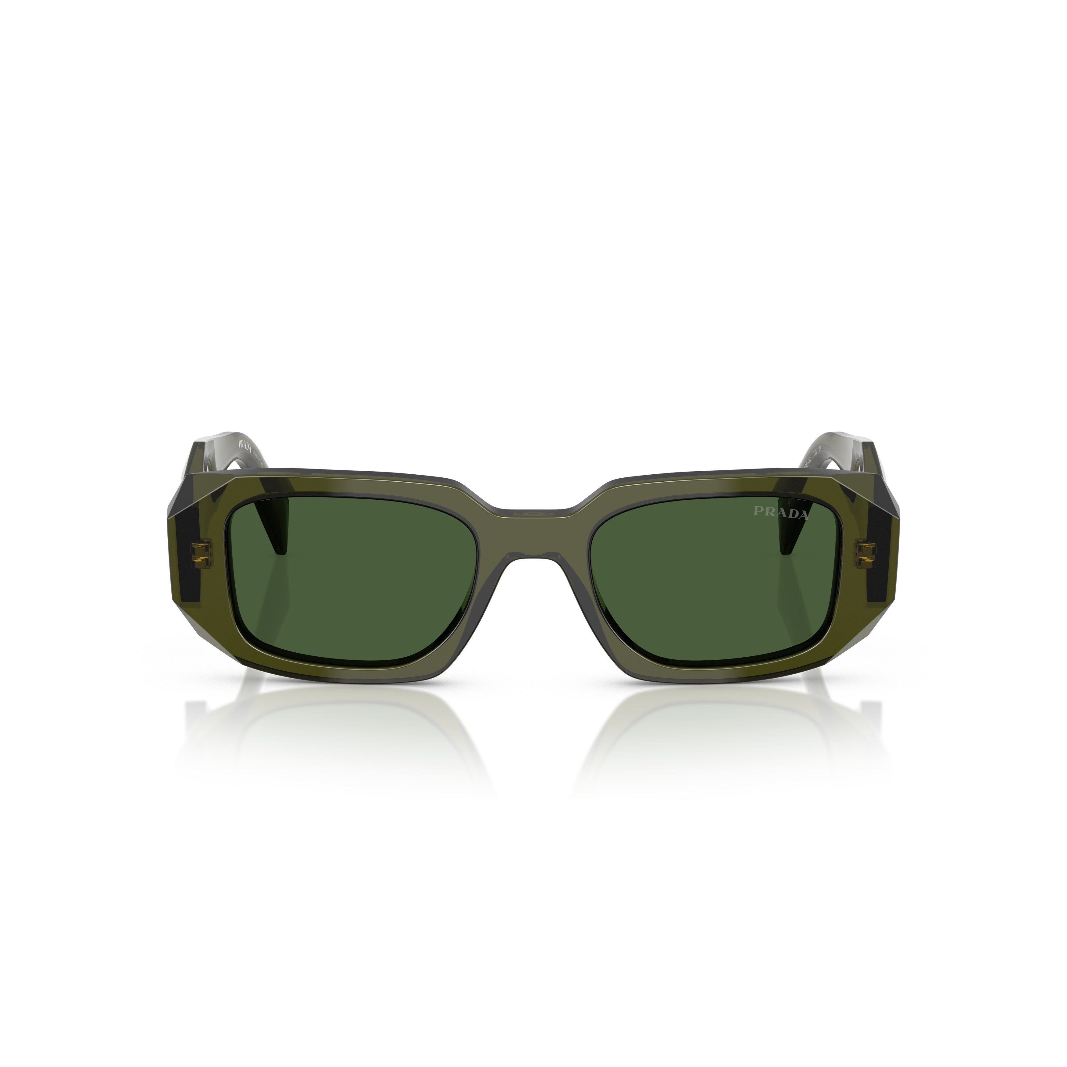 0pr 17ws Translucent Olive Green Rectangle Frame Sunglasses