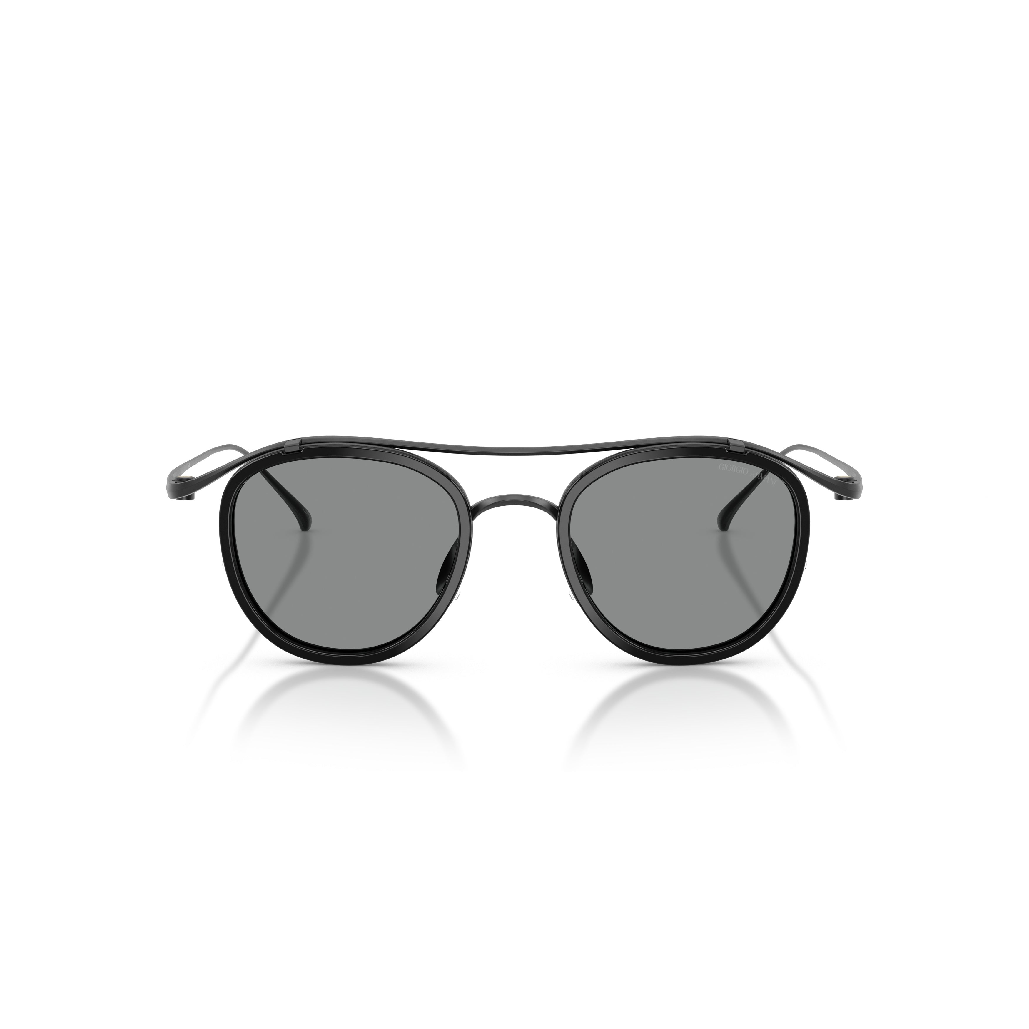 0ar6179t Rounded Black Titanium Sunglasses with Double Bridge Design