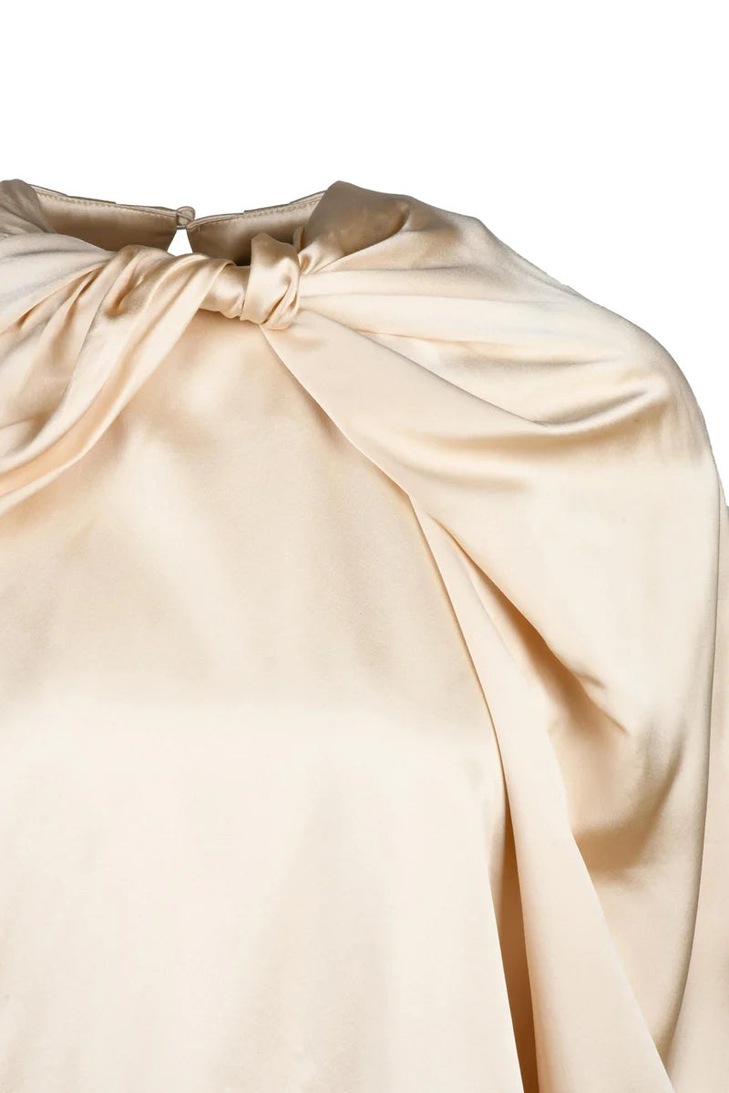 Key Satin Blouse Silk - Beige