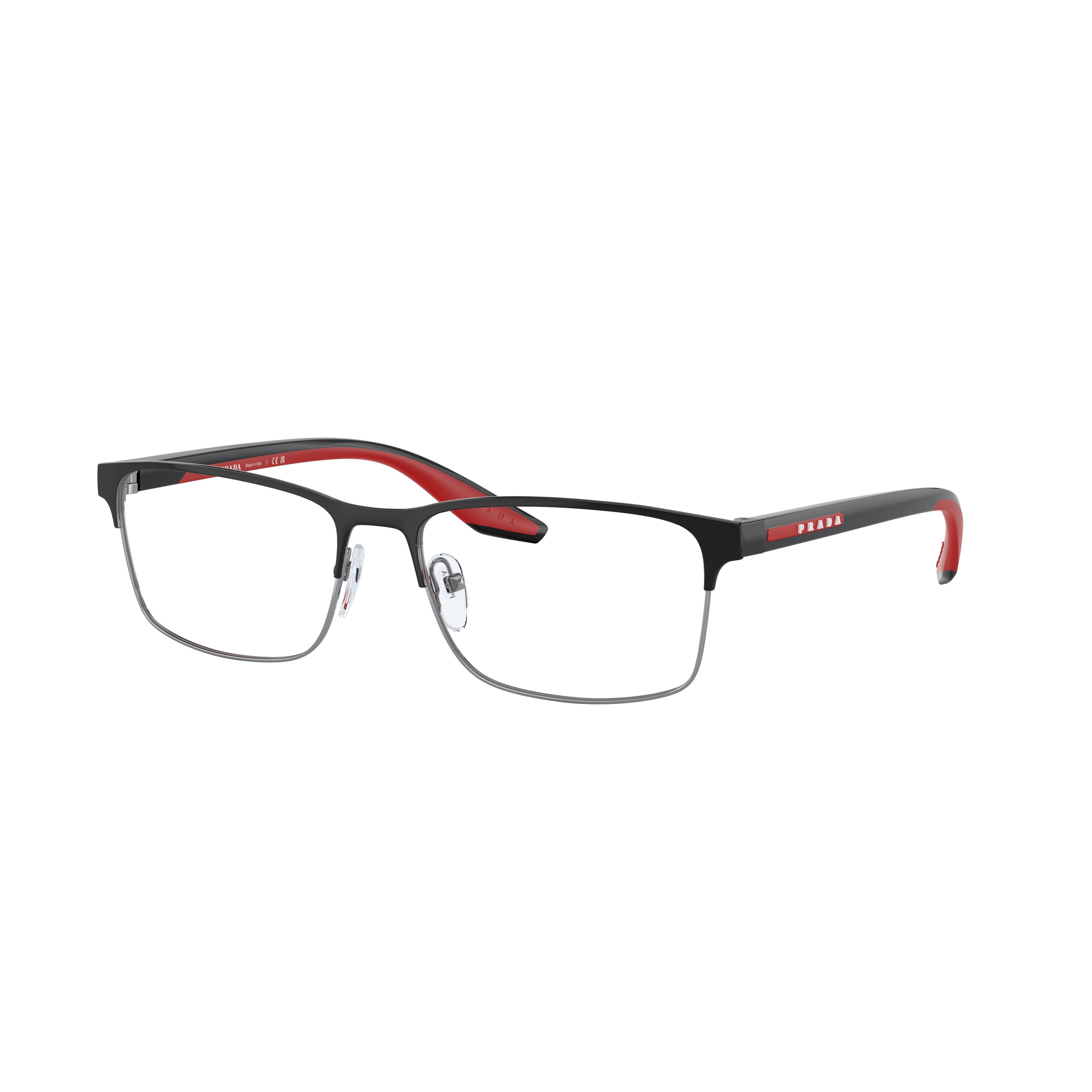0ps 50pv Rectangular Matte Black Steel Eyeglasses