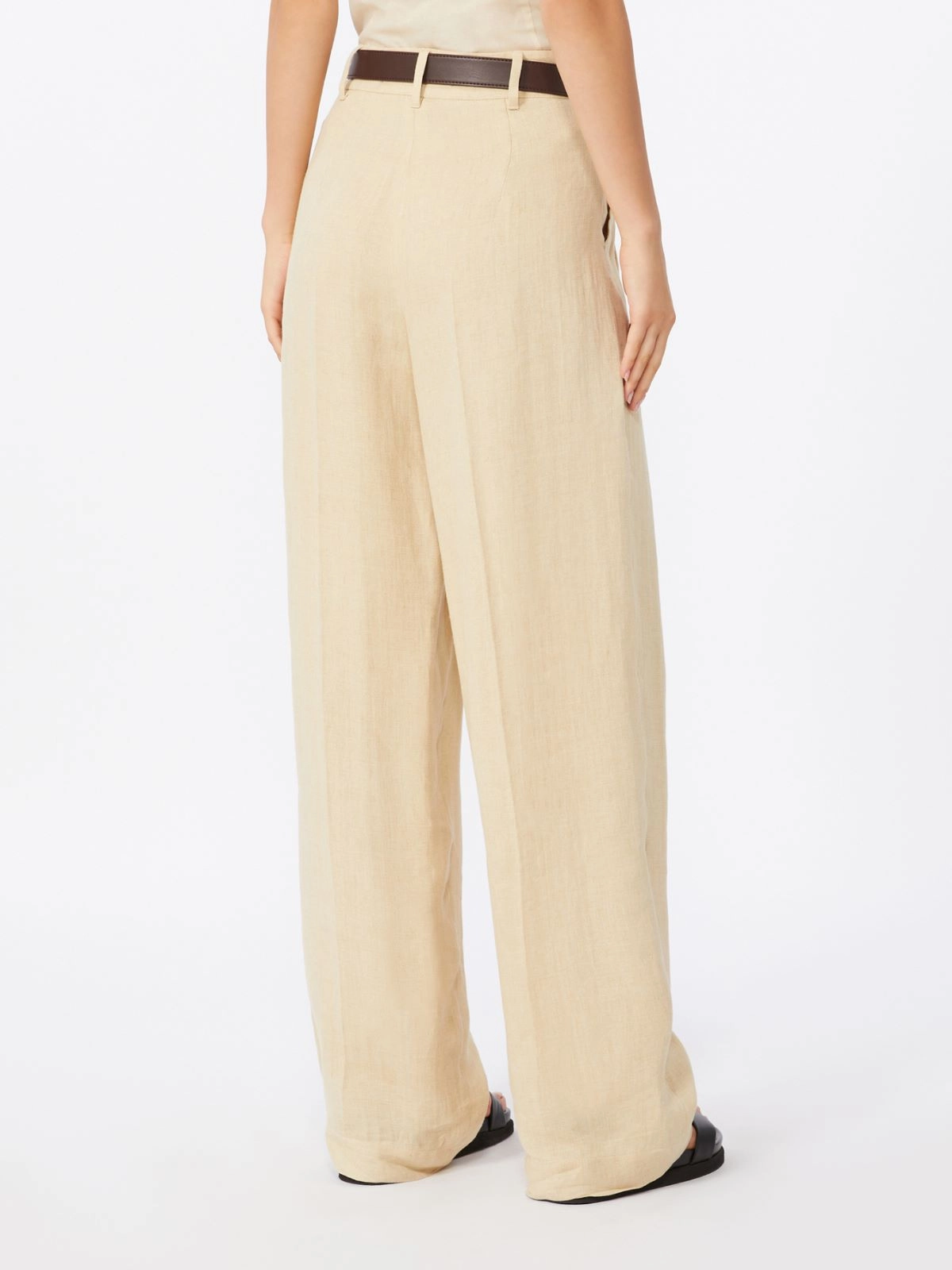 Wide-Leg Trousers with High Waist and Pleated Front