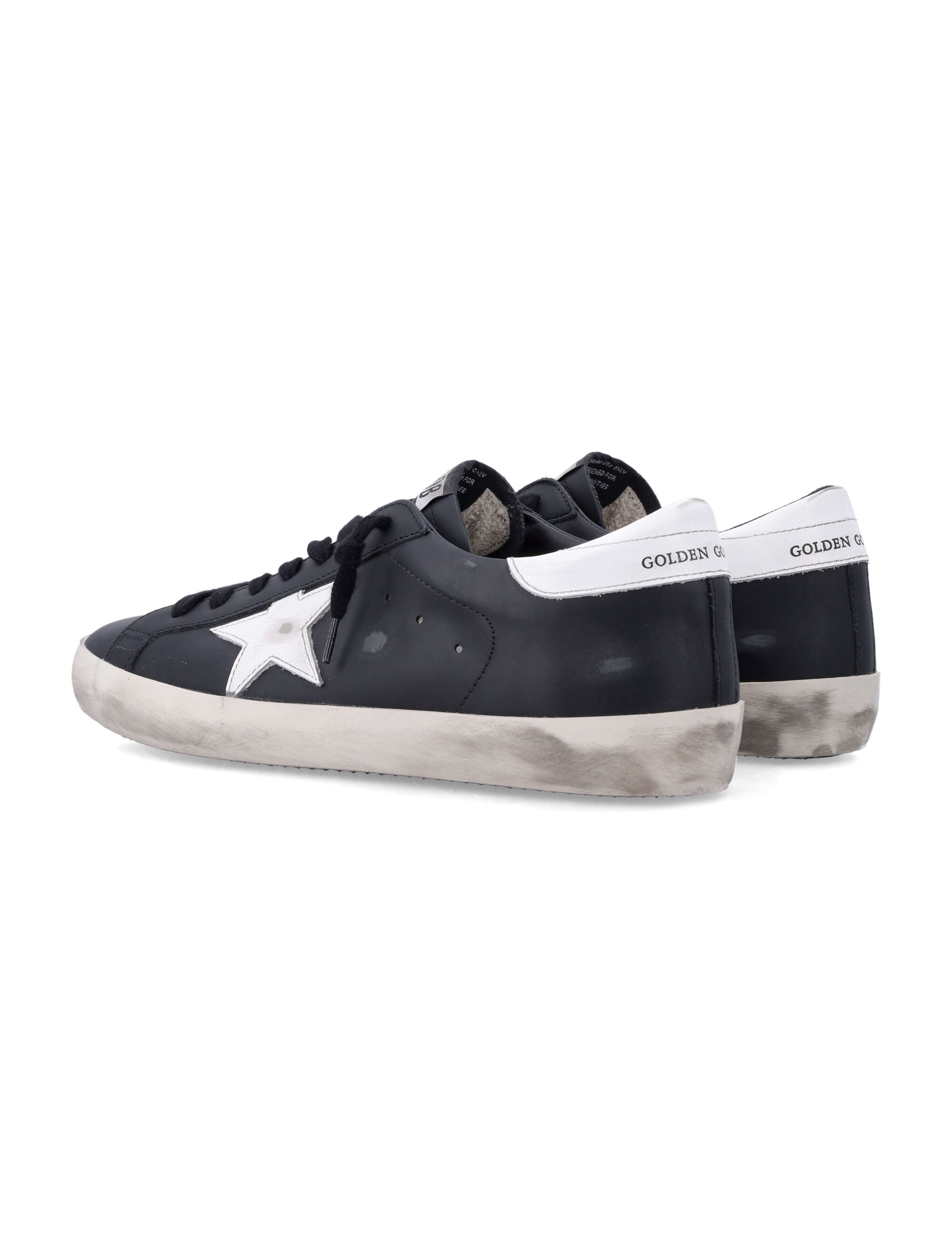 Super-Star Black Leather Sneakers with White Star Accent
