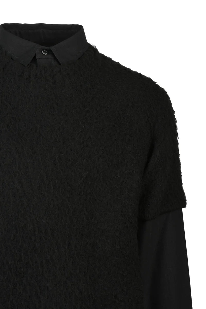 Sweater with Shirt Inserts - Red