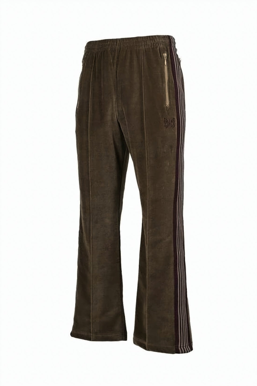 Relaxed Fit Brown Training Jogger Pants with Vertical Stripe Accents
