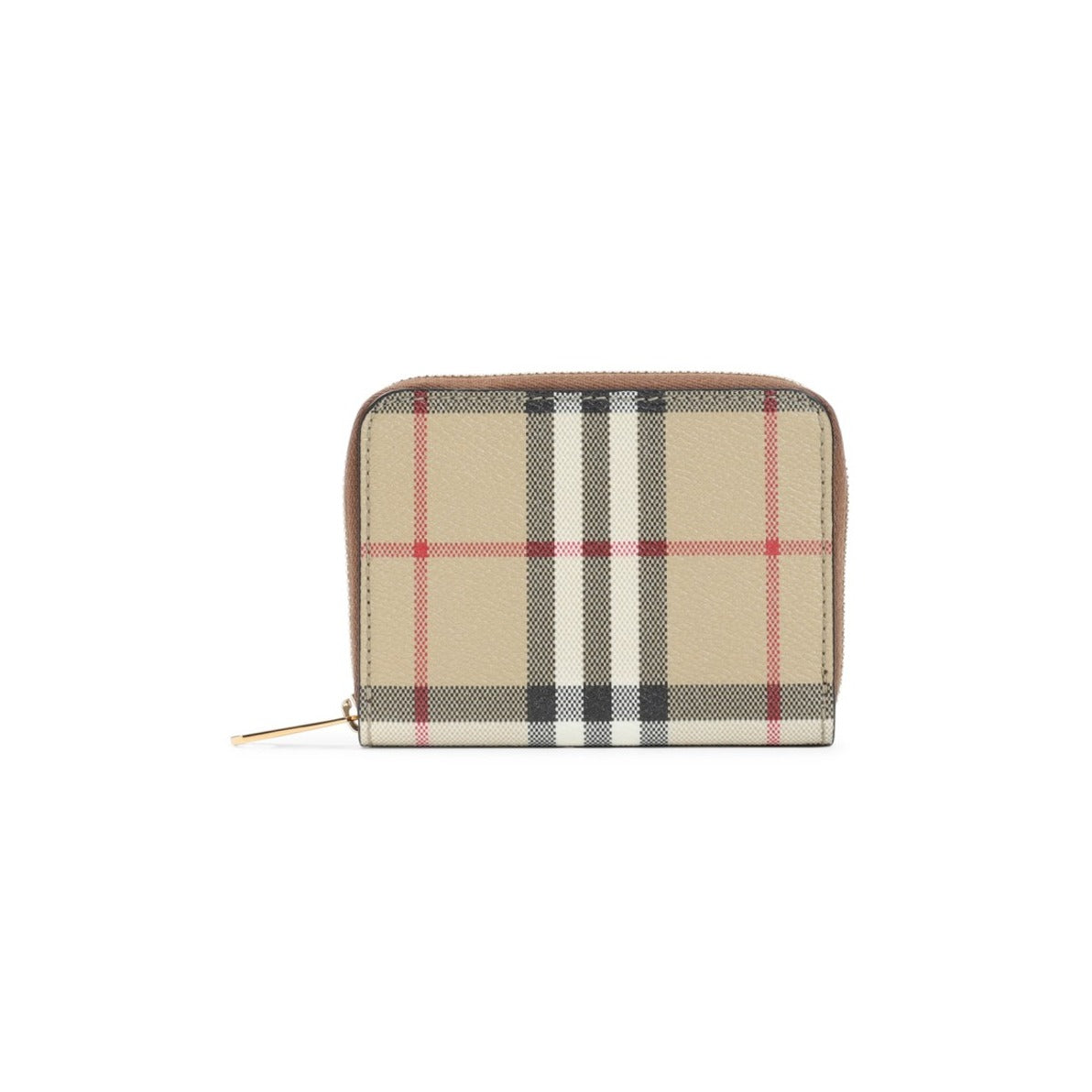 Structured Check Pattern Wallet With Zip Closure