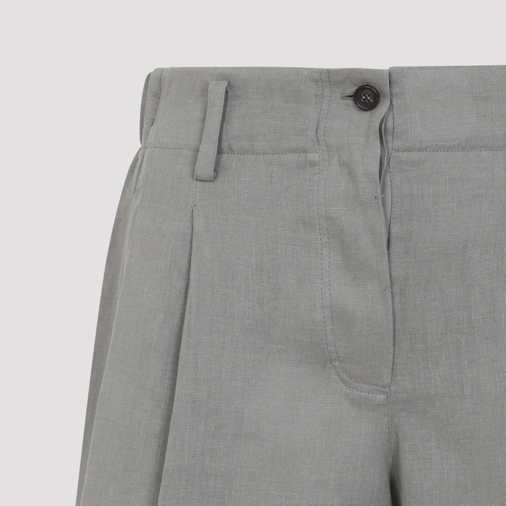Tailored Linen Bermudas With High Waist