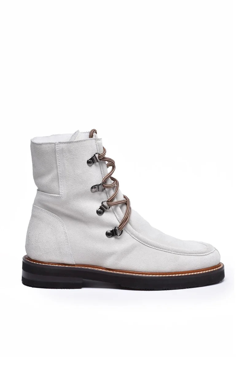 Suede Ankle Boot - White