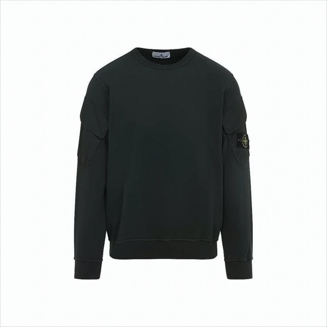 Long-Sleeve Crewneck Sweatshirt with Logo Badge and Ribbed Details