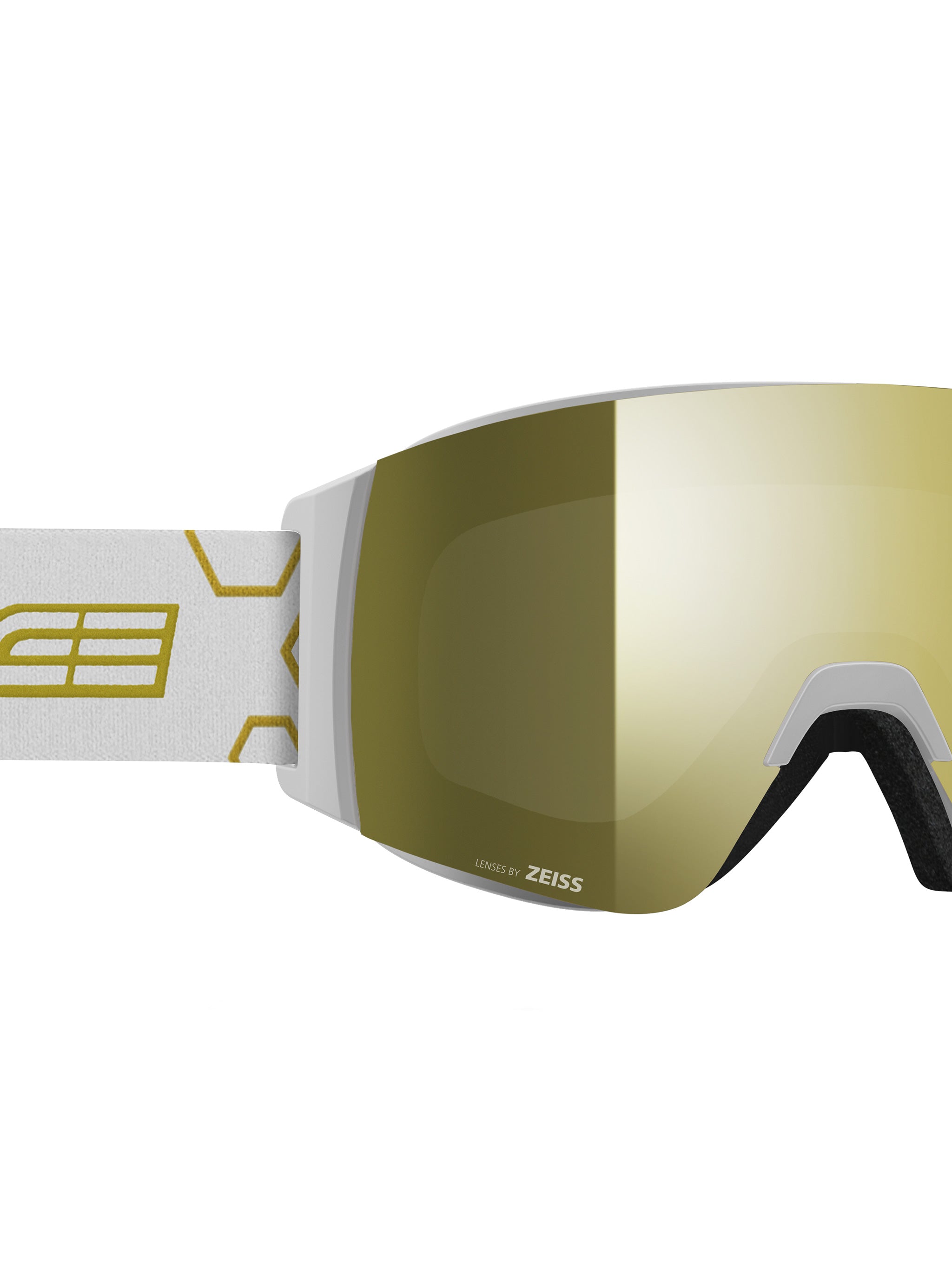 White Wide-Lens Reflective Gold Ski Goggles
