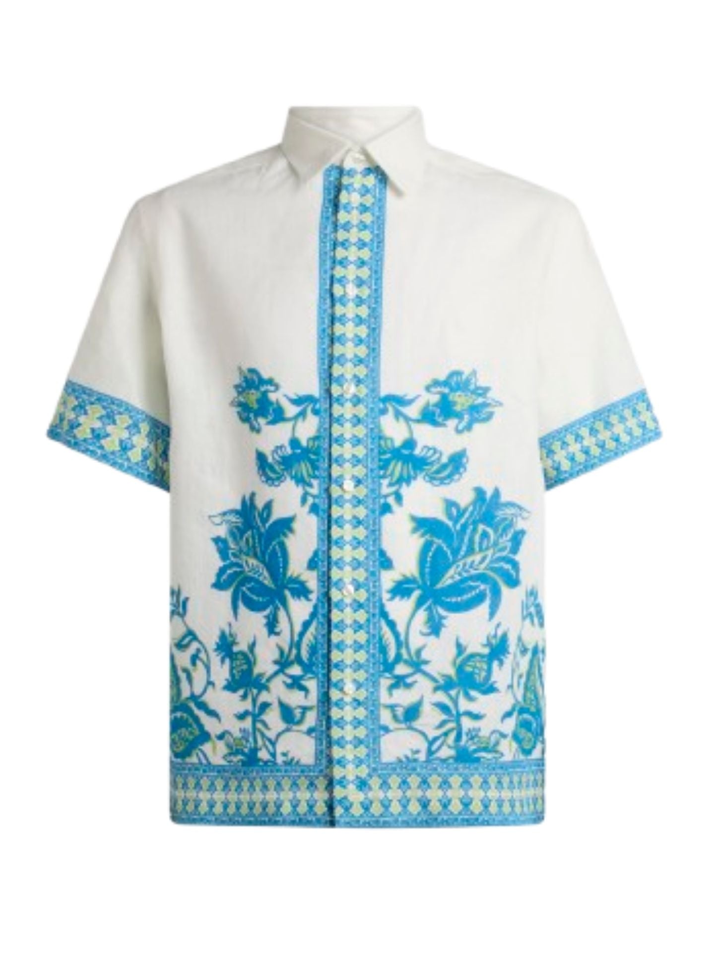 Cream Linen Shirt With Floral