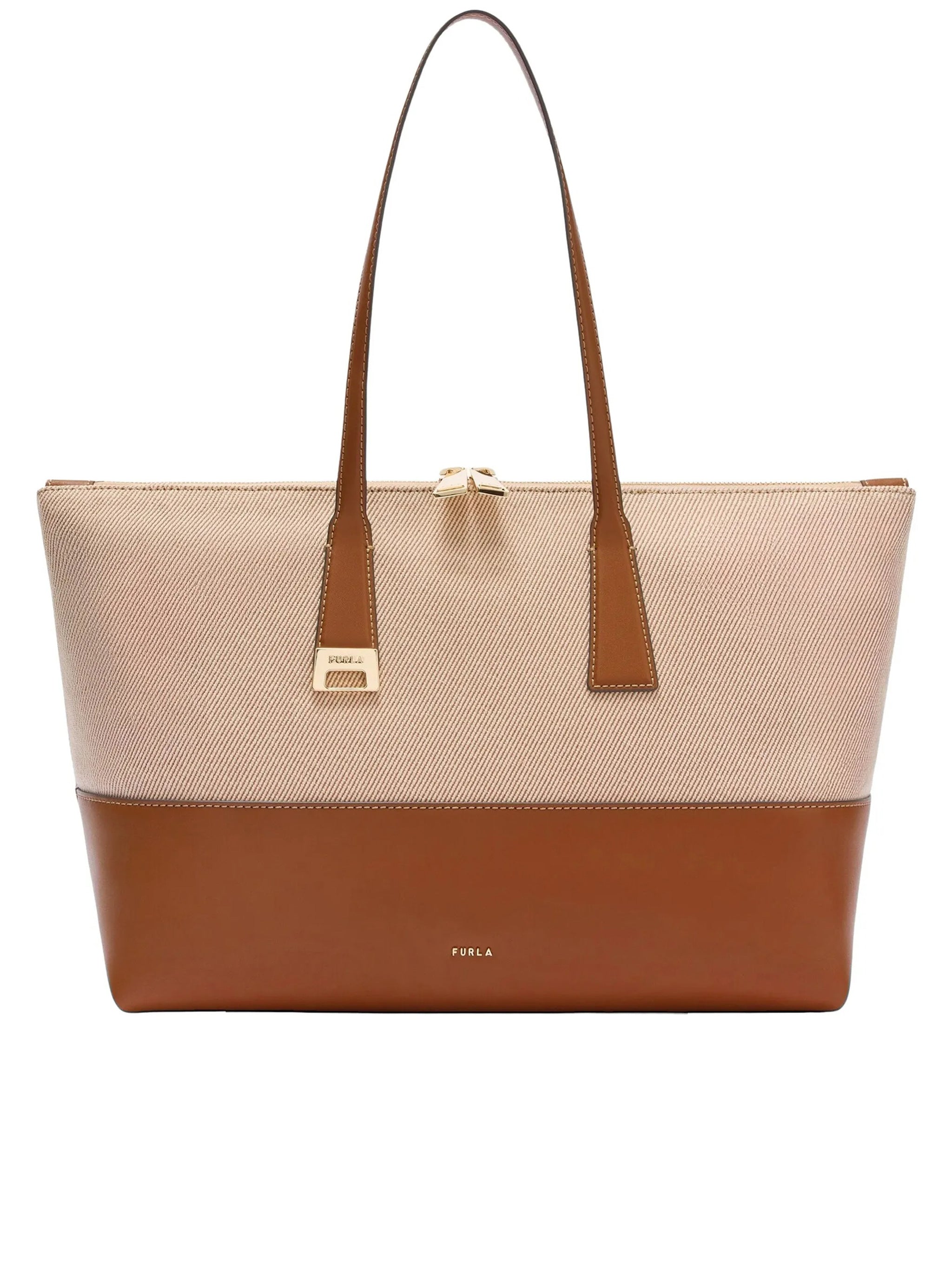 Olivia L Tote Beige Cotton Leather Tote