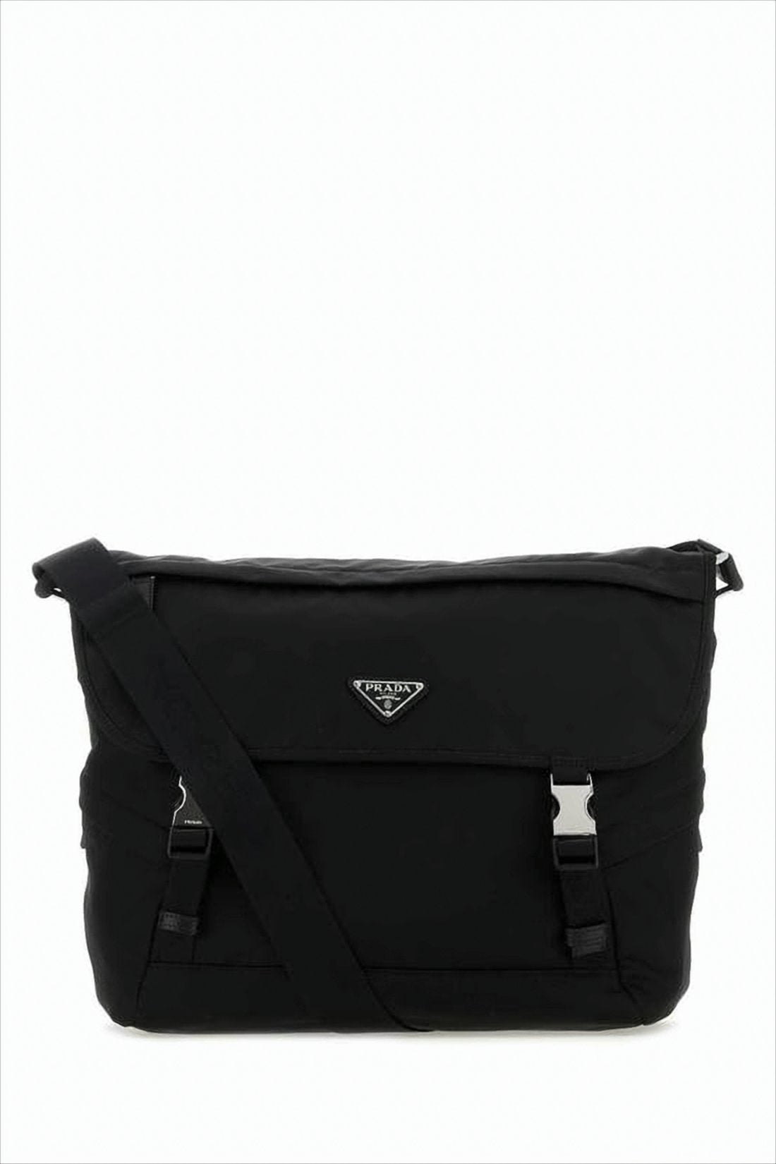 Rectangular Black Crossbody Bag with Flap Closure