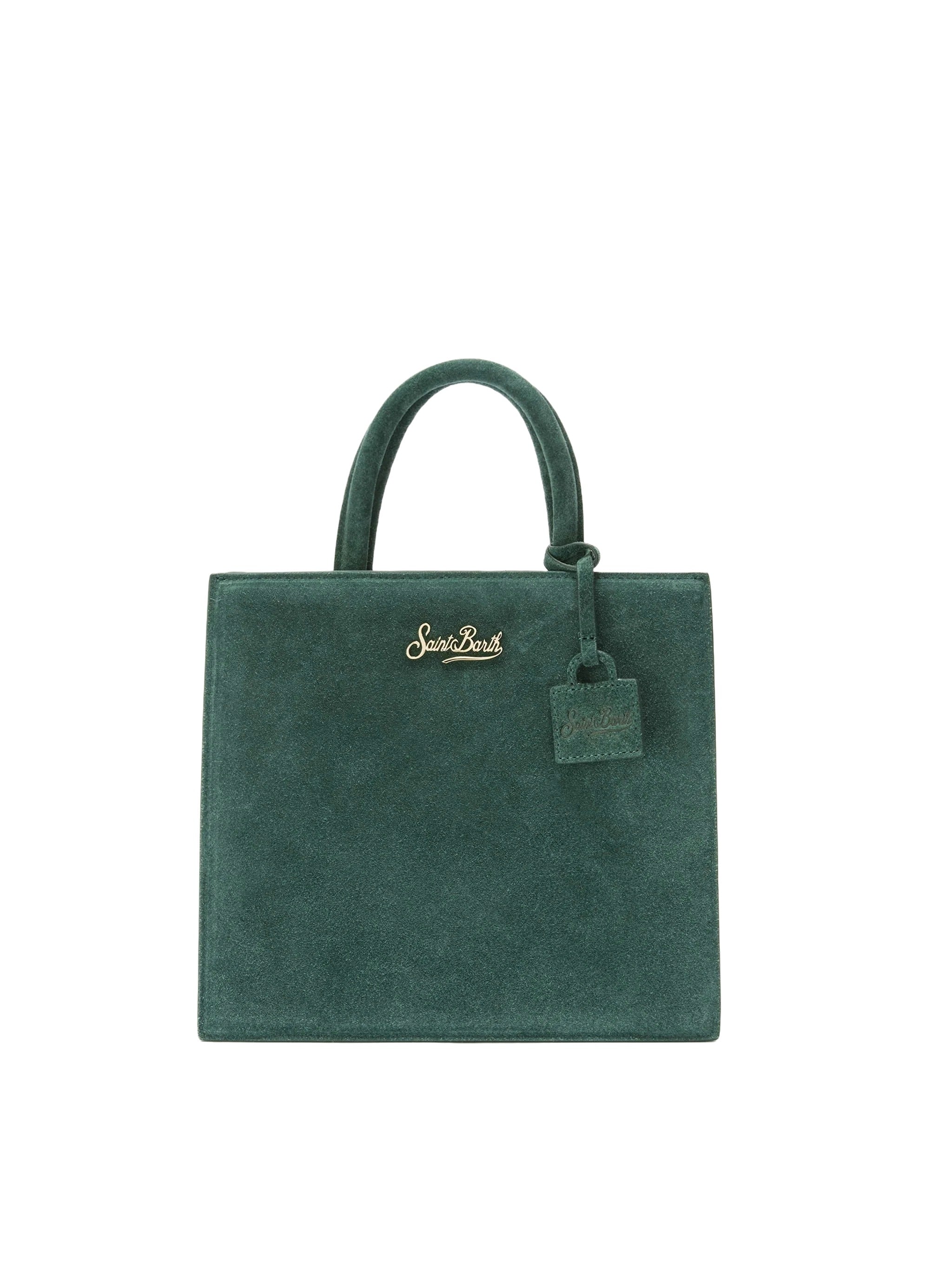 Midi Green Bovine Leather Shop Bag