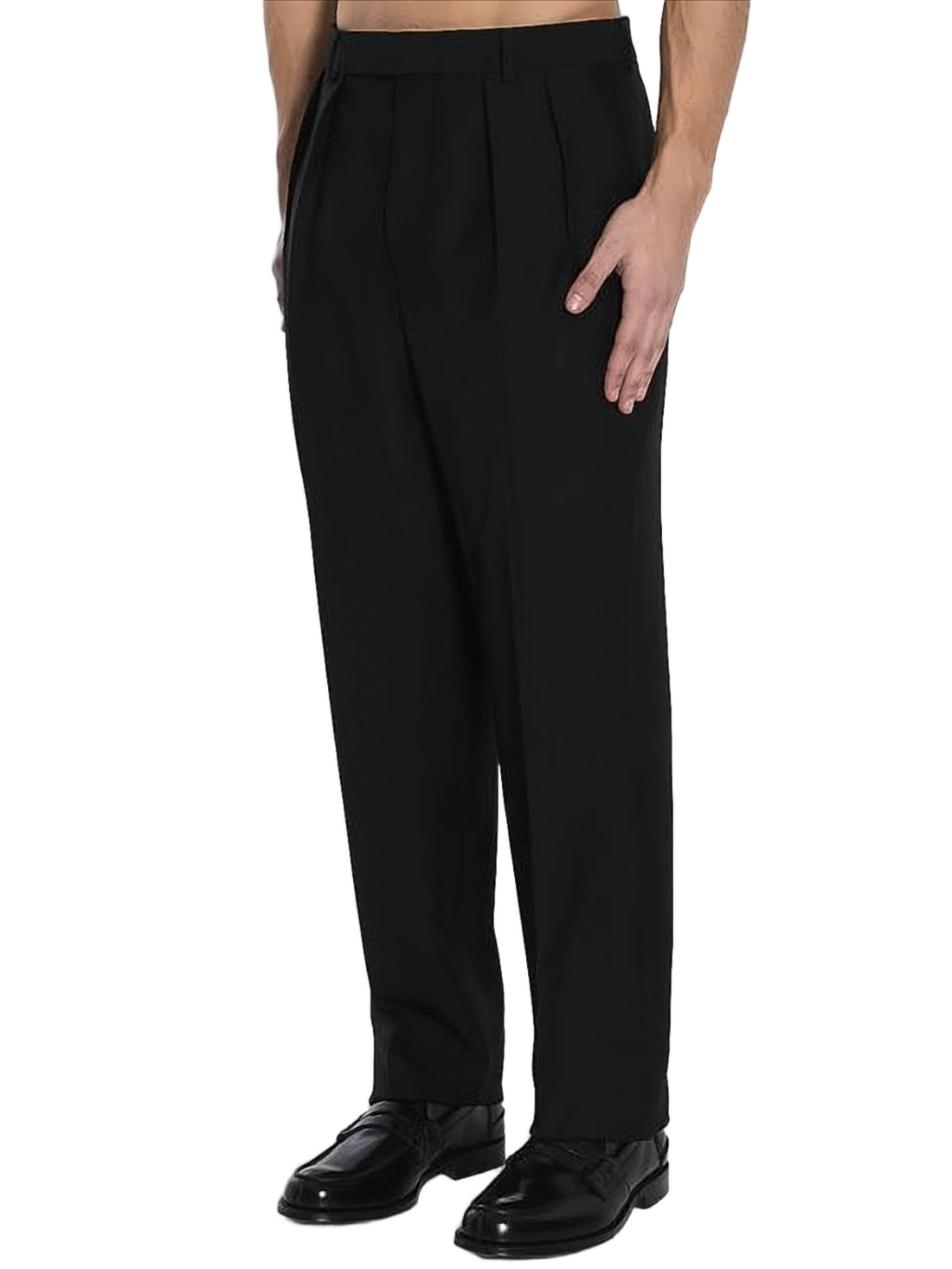 Tailored Black Suit Pants with Front Pleats