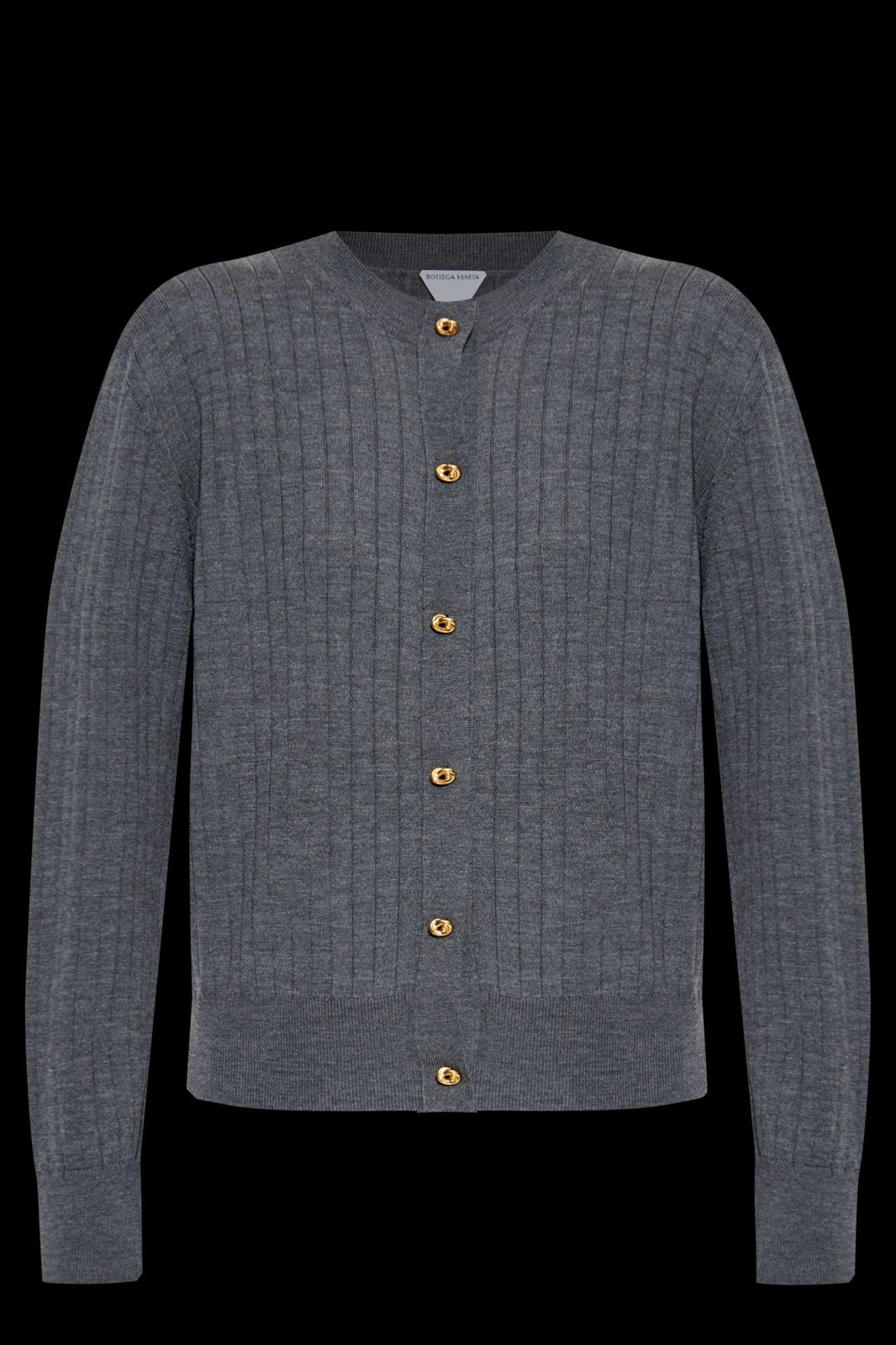 Ribbed Knit Cardigan with Contrasting Button Details
