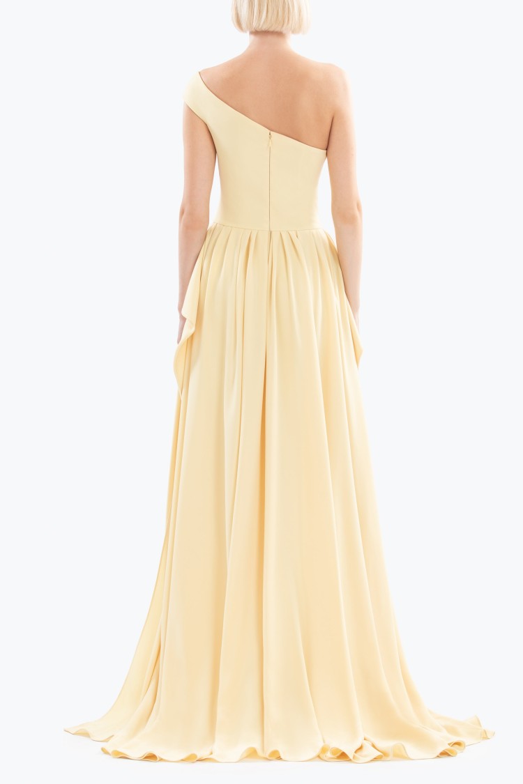Long Crepe Embellished Dress