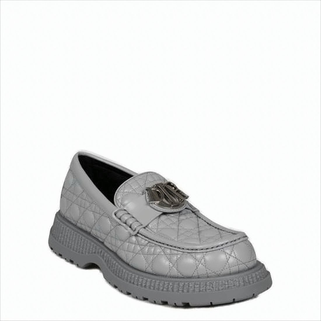 Quilted Buffalo Leather Loafers with Rugged Sole