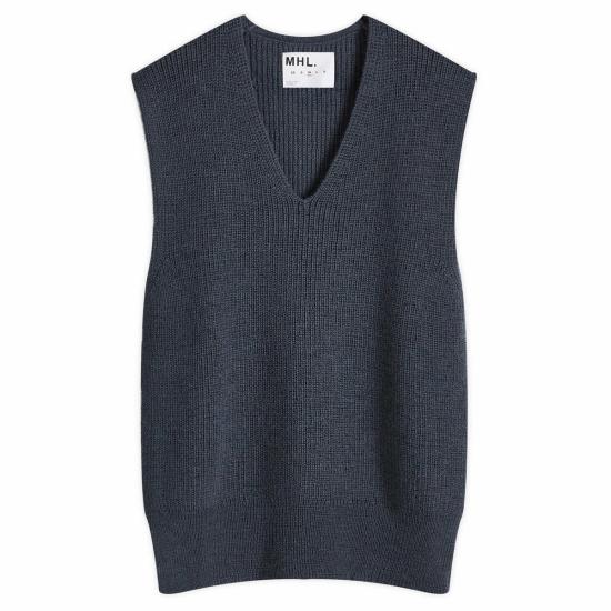 Textured Knit Vest With Deep V-Neckline And Ribbed Edges
