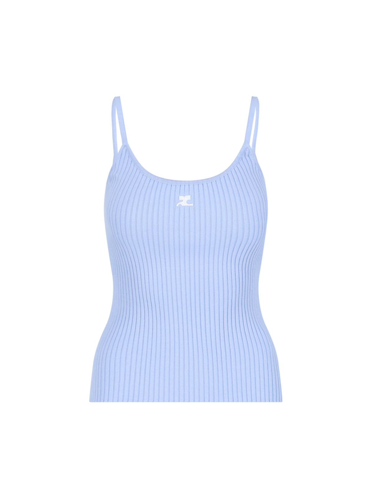 Top, Light Blue, Thin Shoulder Straps, Round Neckline