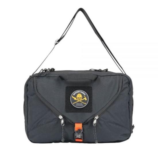 Compact Rectangular Black Backpack with Patch Logo