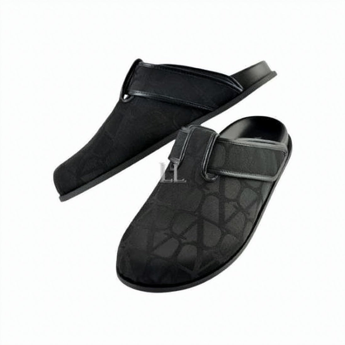 Geometric Pattern Slip-On Mules with Strap Detail