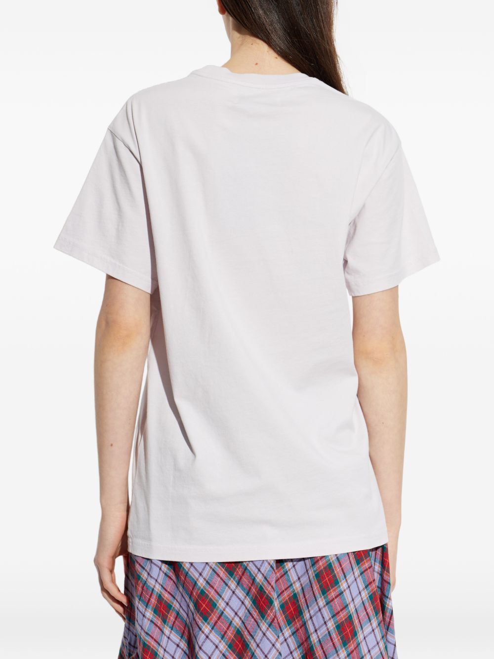 Embroidered Detail Round Neck Short Sleeve Top