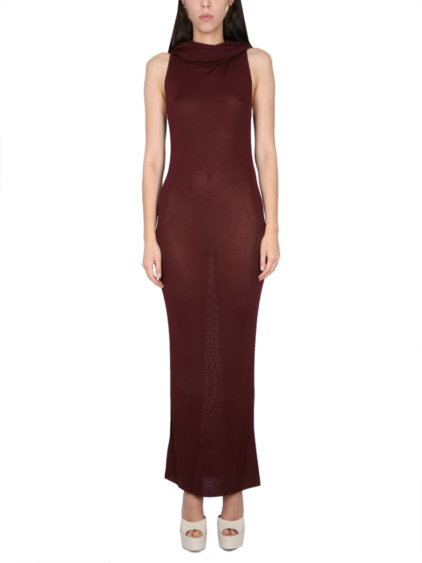 Burgundy Hooded Maxi Dress