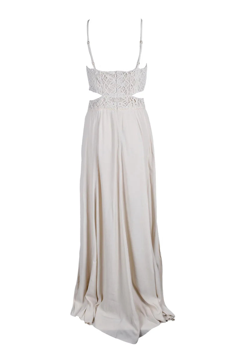 Long Dress Macramé - White