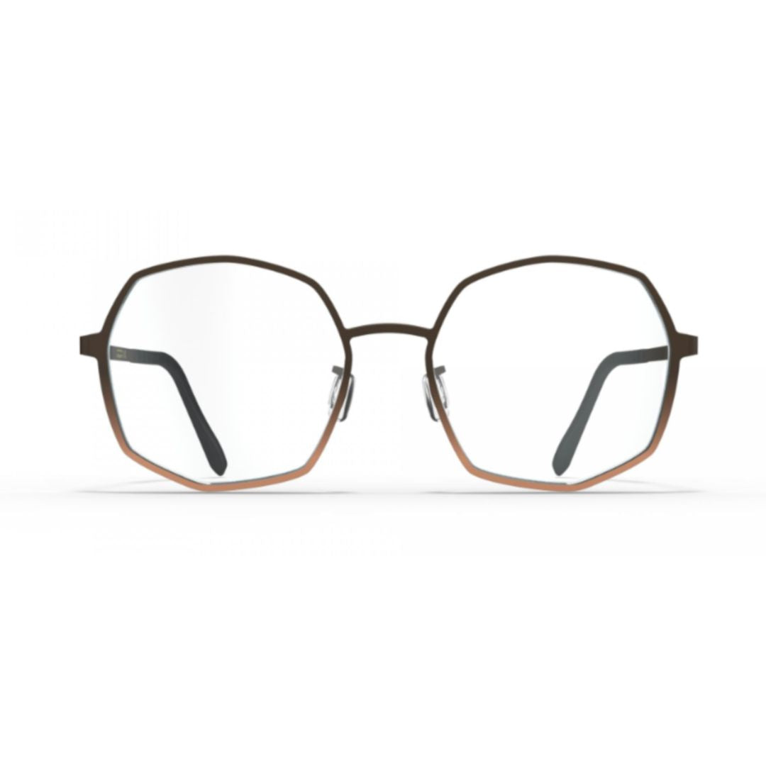 Bf1081 Sable Geometric Brown Beta-Titanium Eyeglasses with Adjustable Nose Pads