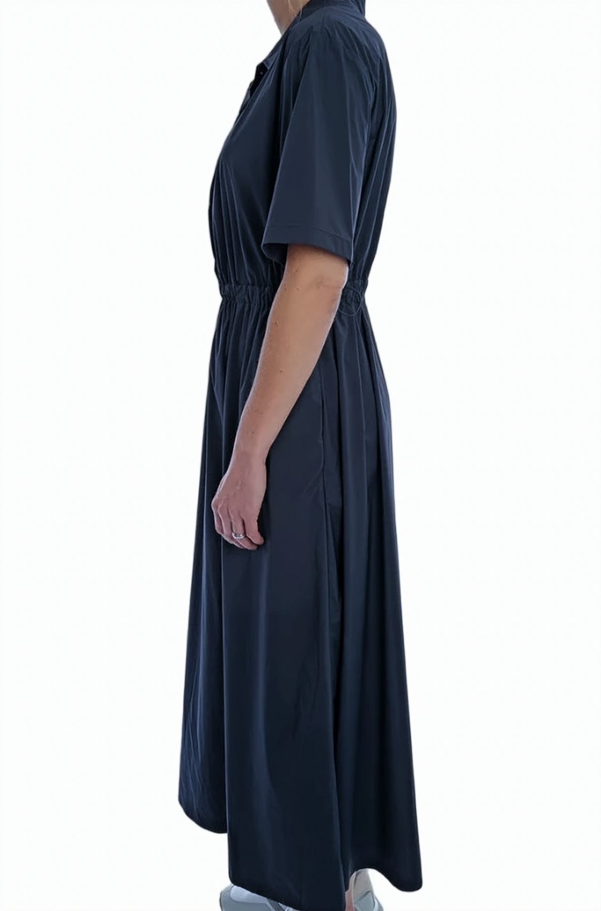 Stretch Nylon Shirt Midi Dress