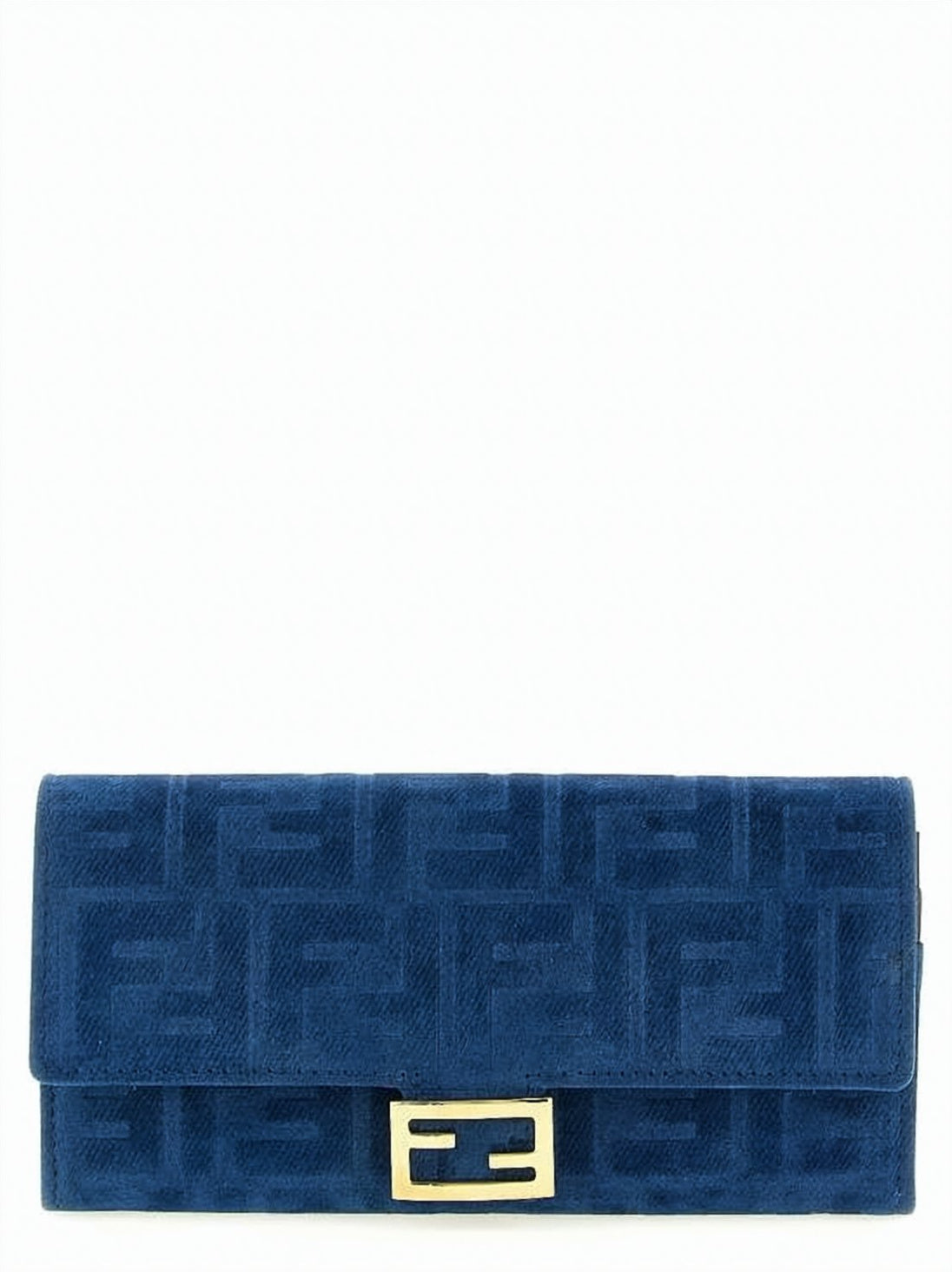 Textured Fabric Long Wallet with Gold-Tone Clasp
