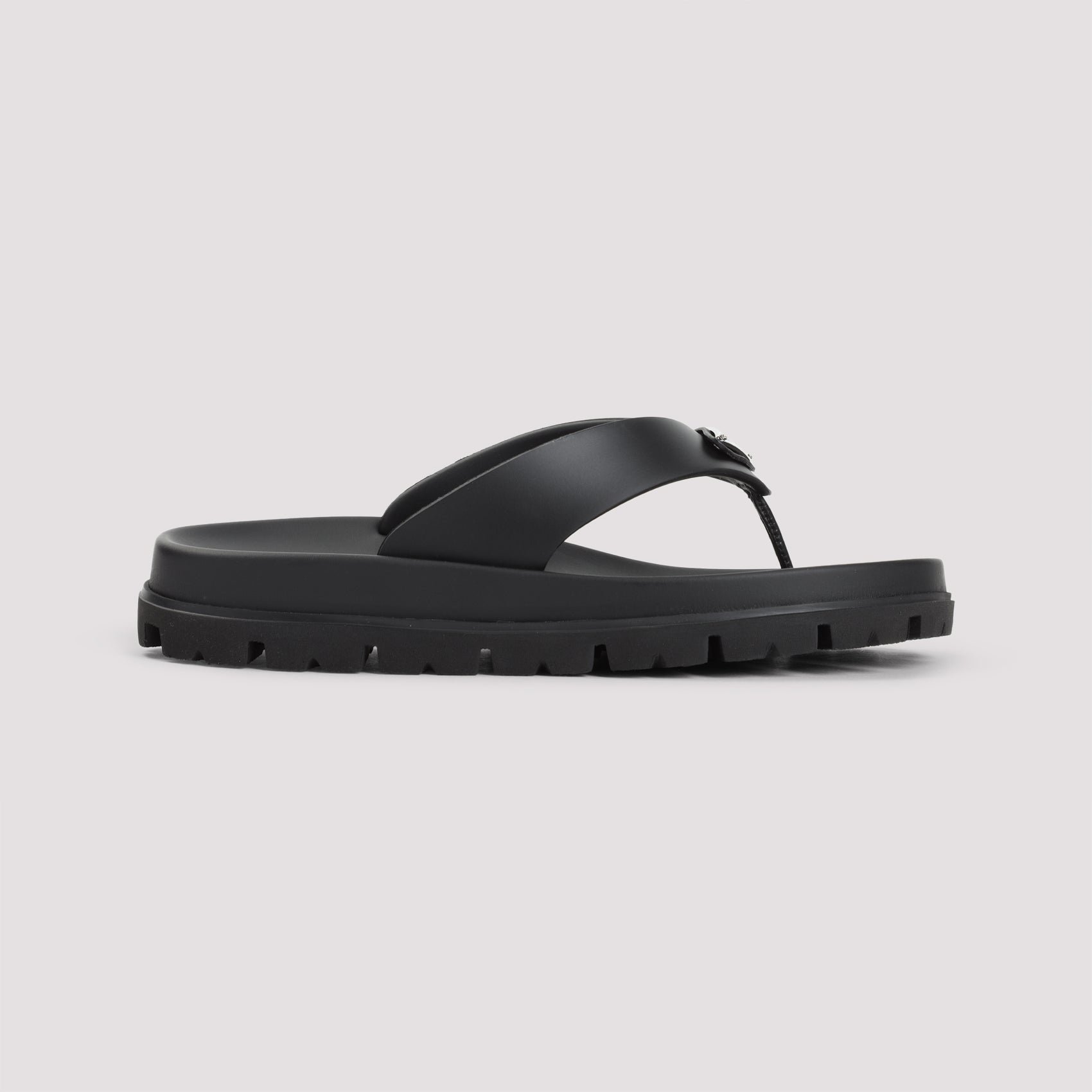 Minimalist Black Sandals with Rugged Sole