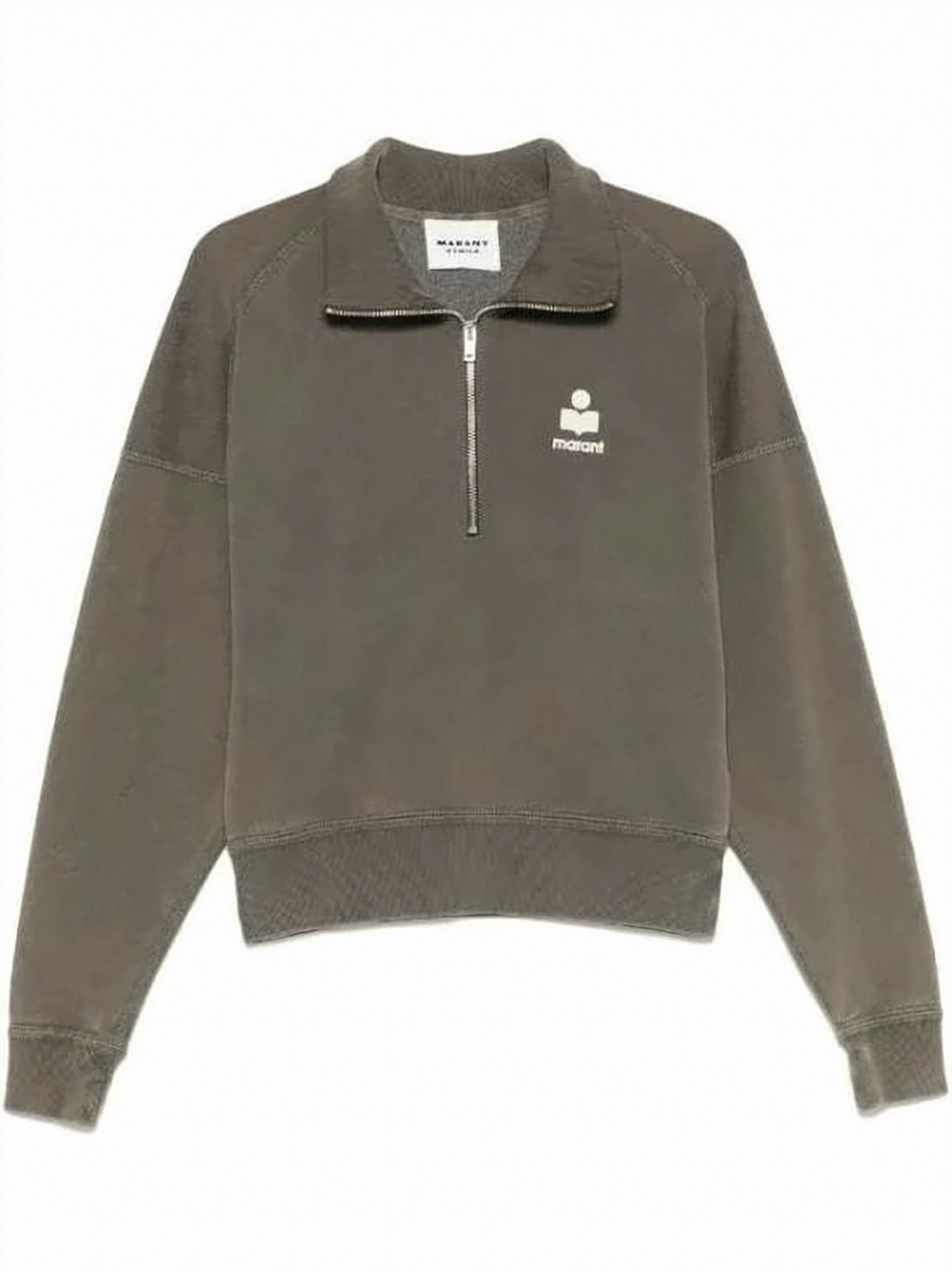 Relaxed Brown Half-Zip Sweatshirt