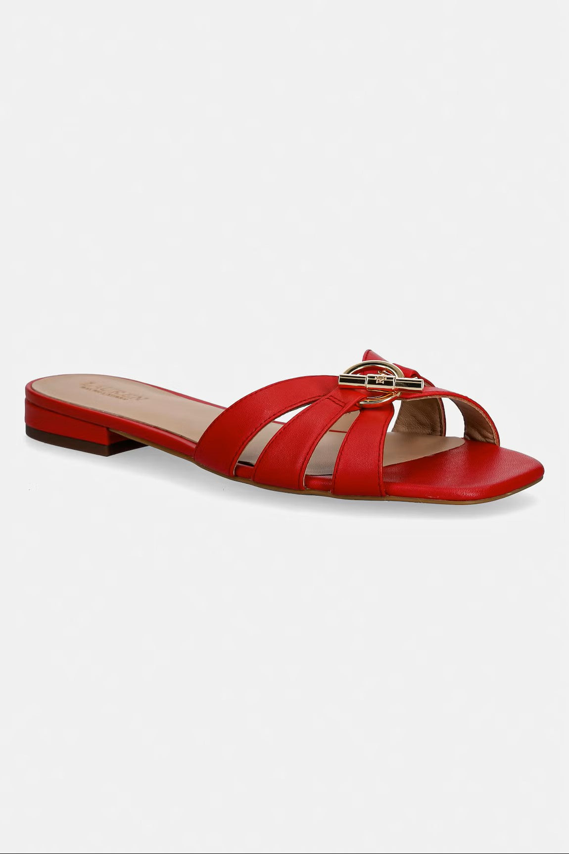 Flat Slide Sandals with Red Straps