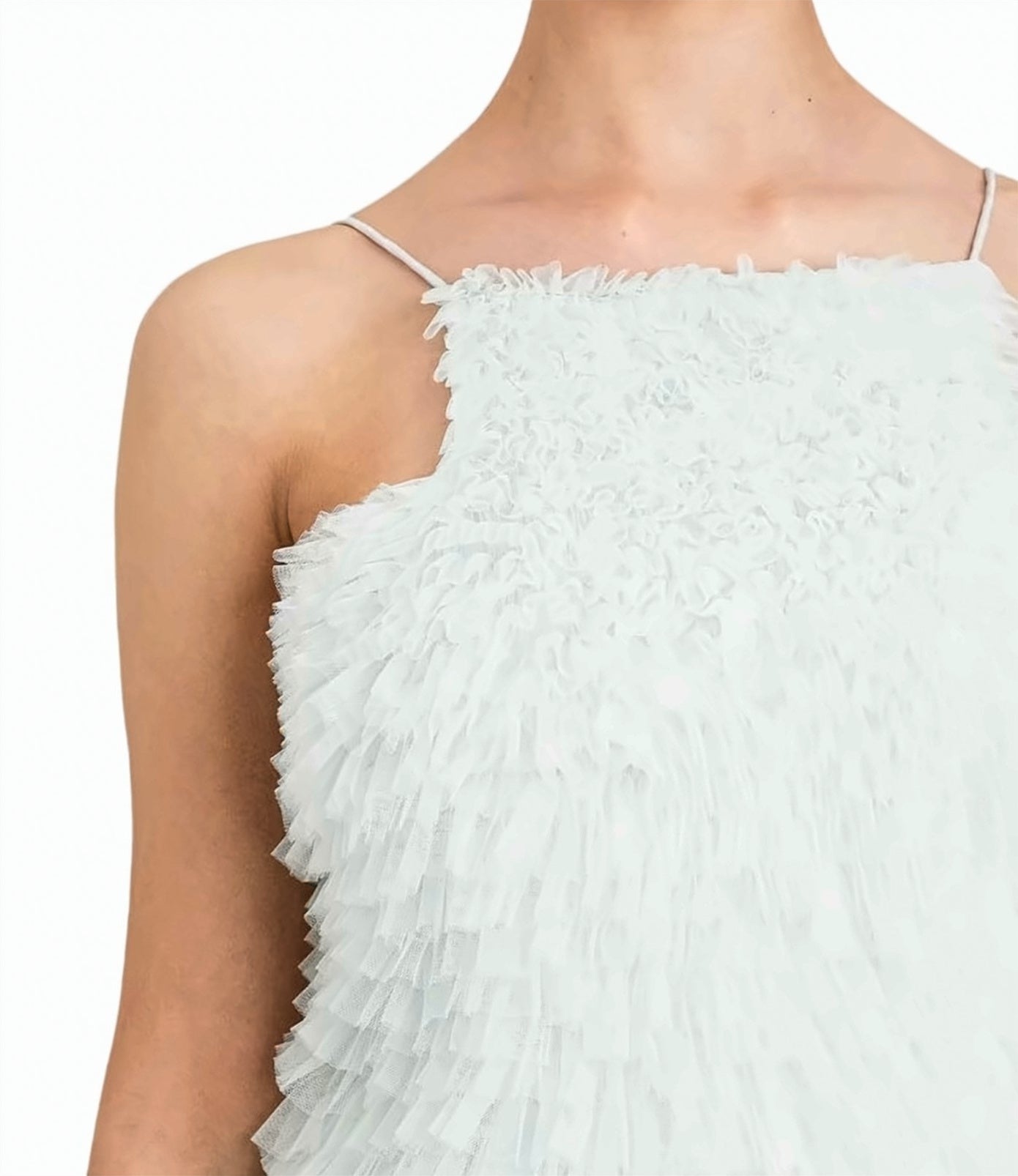 Short Tulle Ruffle Mini Dress