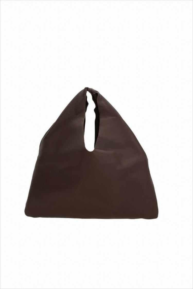 Triangular-Shaped Lambskin Tote Bag with Cut-Out Handle