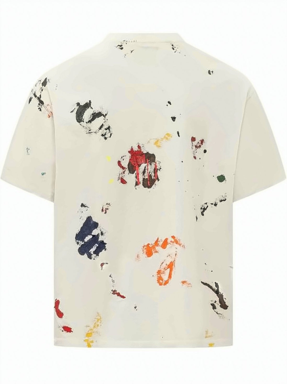 Relaxed Fit Off-White T-Shirt with Abstract Paint Splatter