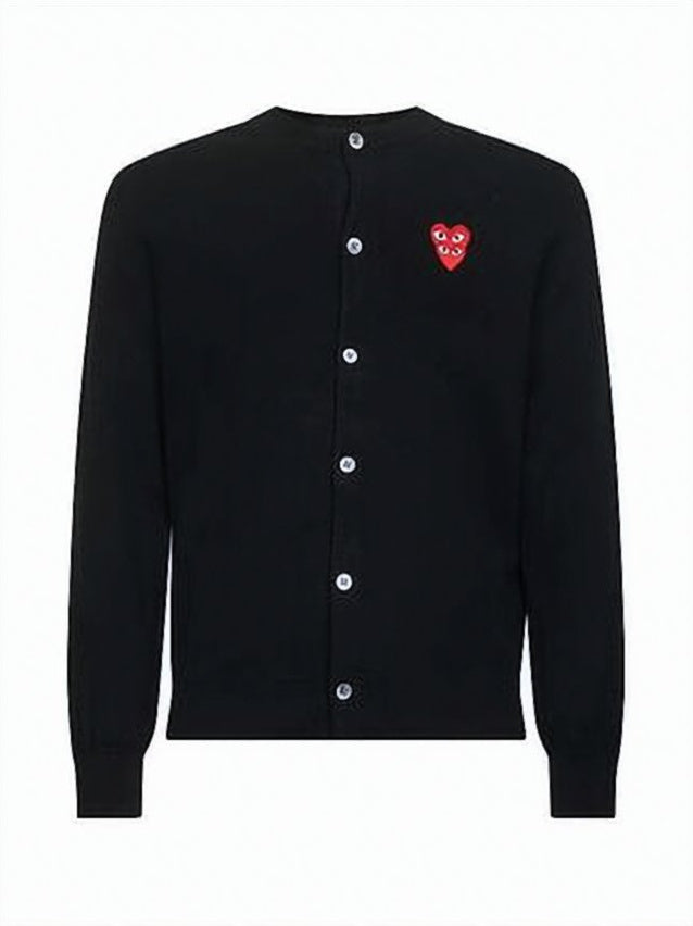 Button-Down Black Wool Cardigan