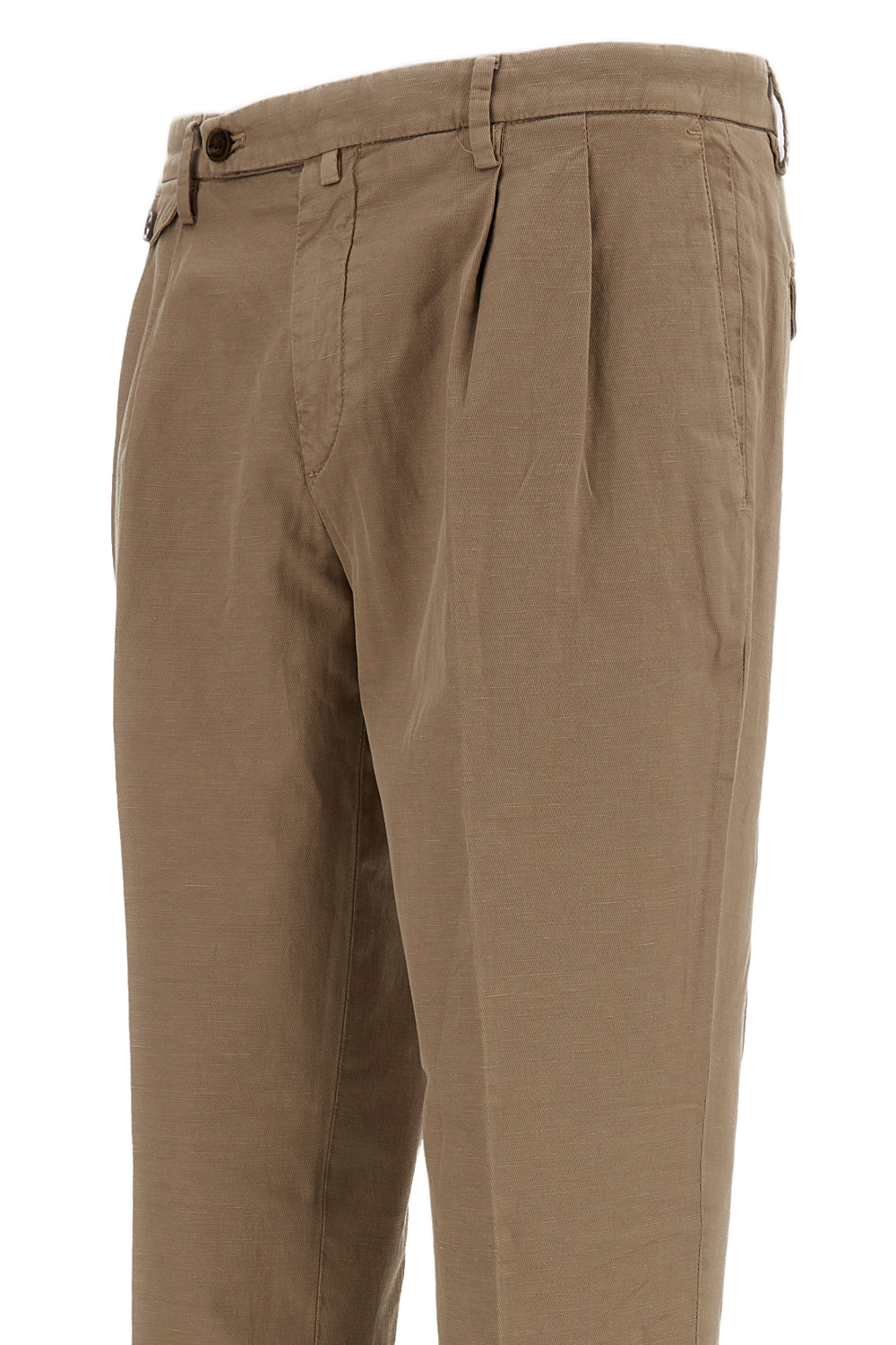 Beige Distressed Slim Trousers