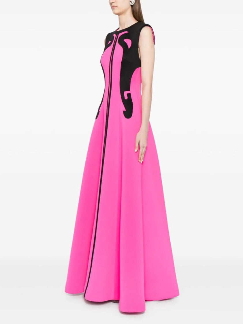 Neoprene Dress With Abstract Contrast Cuts