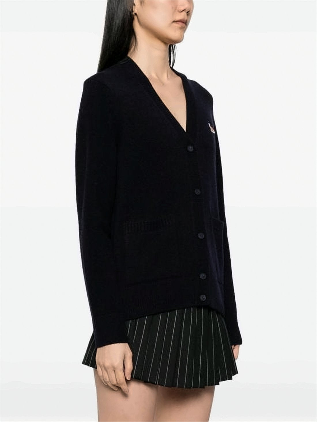 Boxy Black Wool Cardigan