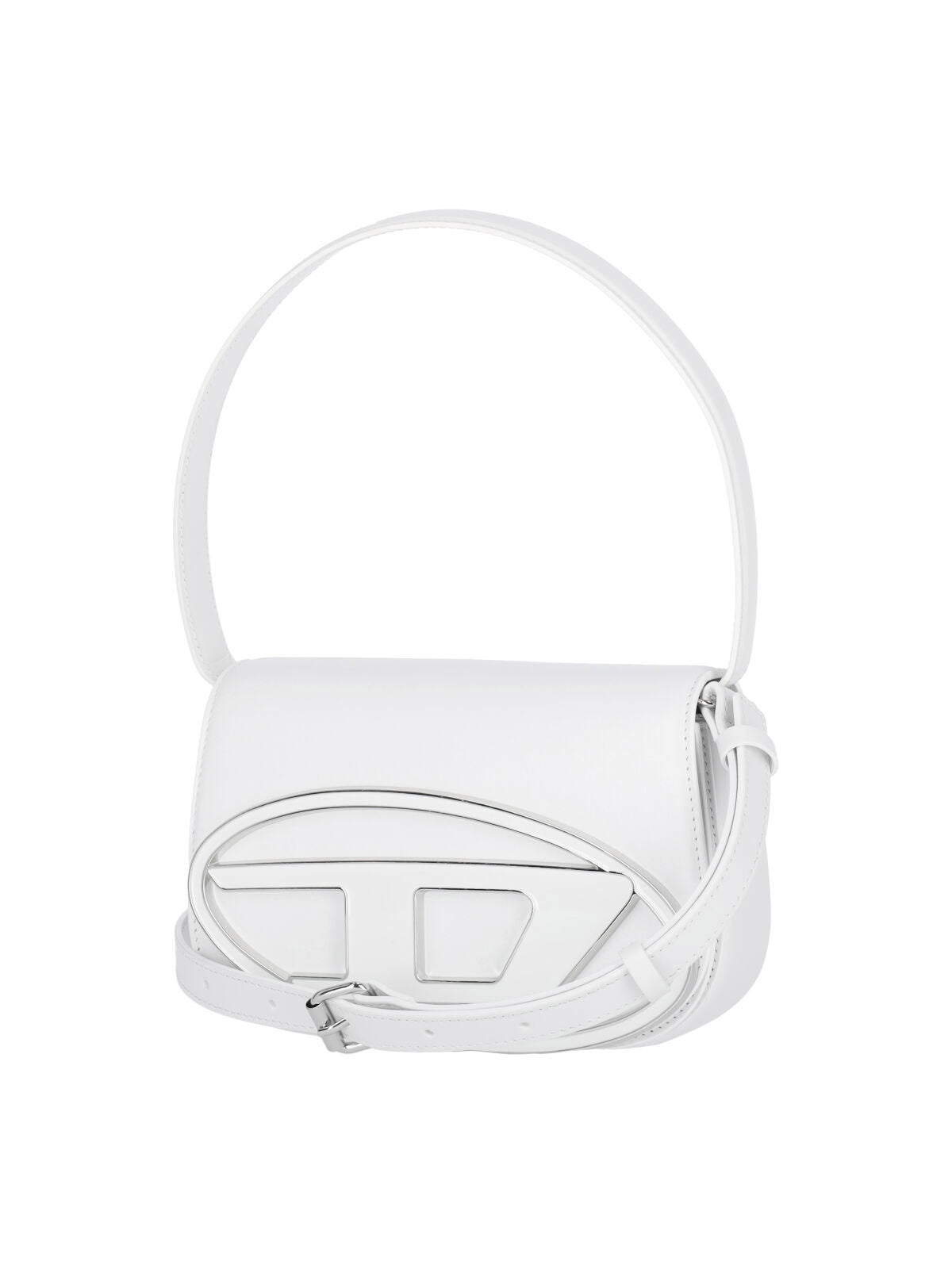 Shoulder Bag 1Dr In Smooth White Leather With Adjustable Straps